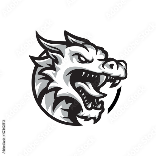 Head of a roaring dragon. vector illustration on white background