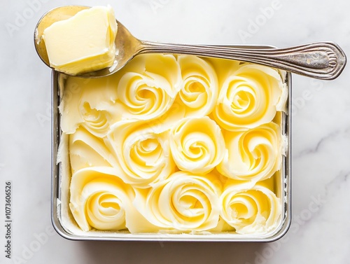 Butter Roses In Container With Spoon