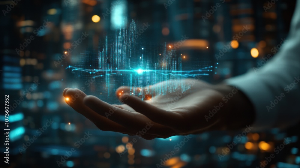 Data Analysis and Technology: A Hand Holding a Digital Graph