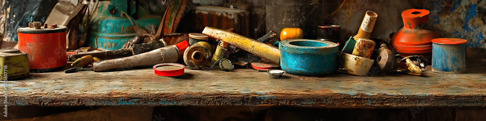 Barely Held Together: A collection of odds and ends, precariously balanced on a rickety old table. Barely Held Together: A collection of odds and ends, precariously balanced on a rickety old table.