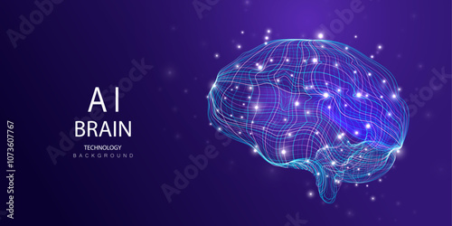 Ai iq brain technology particles background. Futuristic artificial intelligence idea mind design. Connecting innovative concept. Machine learning connect genius human. Vector illustration.