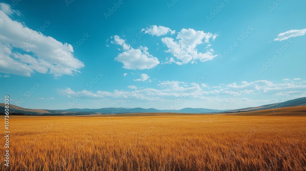 Golden Wheat Field Under Blue Sky Golden Wheat Field Under Blue Sky