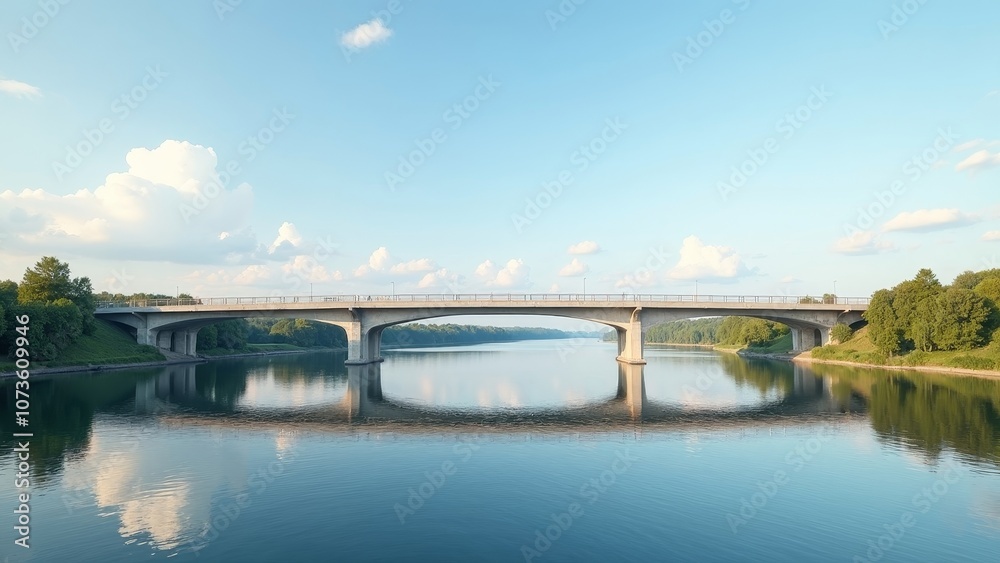Stunning Modern Bridge Reflecting on a Calm River Stunning Modern Bridge Reflecting on a Calm River