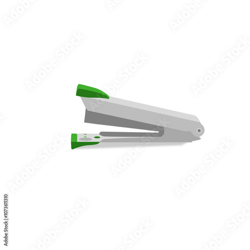 Vector illustration of a modern stapler isolated on a white background. Minimalistic design with clean lines and realistic shading, ideal for office-related graphics, and educational materials.