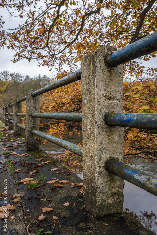 CLASSICAL BRIDGE AND AUTUMN - A very old object over the Parseta River with a colorful forest in the background