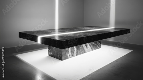 Futuristic Marble Table with Light Stripes photo