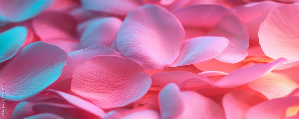Soft pink glow from artificial lighting on delicate flower petals, romantic and dreamy Soft pink glow from artificial lighting on delicate flower petals, romantic and dreamy