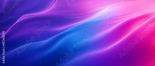 Purple and violet abstract background with waves and neon glow, blurry light lines, gradient background