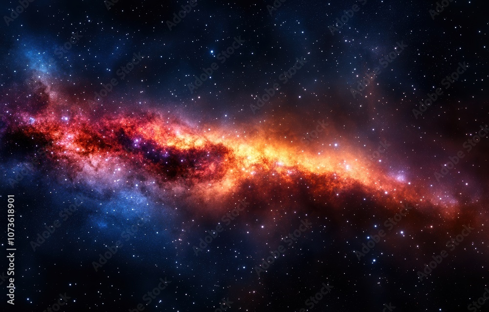 Obraz premium Explore the vibrant colors and stunning patterns of a distant galaxy, showcasing the intricate dance of cosmic gases and stars against the infinite backdrop of space.