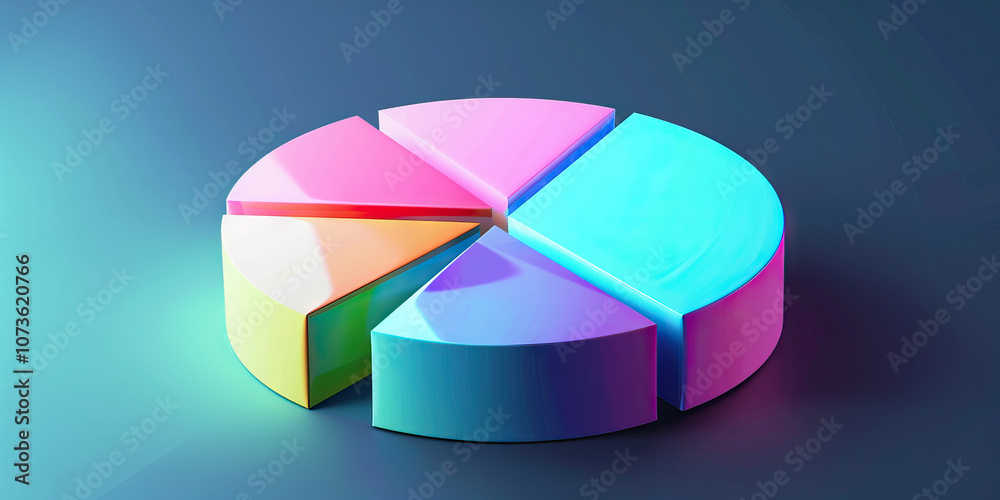 Obraz premium A pie chart slices colors into sections, visualizing information neatly. (Colorful)