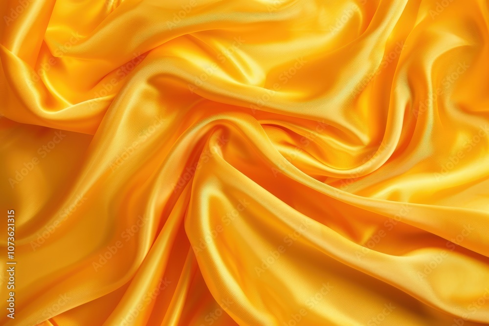 Close-up of Smooth, Golden Yellow Satin Fabric Draped in Soft Folds Close-up of Smooth, Golden Yellow Satin Fabric Draped in Soft Folds