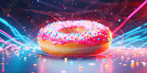 A doughnut chart circles around the center, encircling data points with color. (Bright) photo