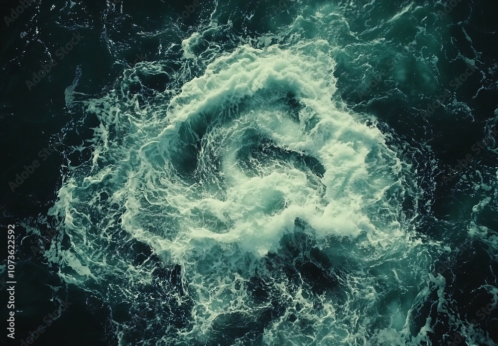 Aerial View of Ocean Waves Swirling and Clashing Aerial View of Ocean Waves Swirling and Clashing