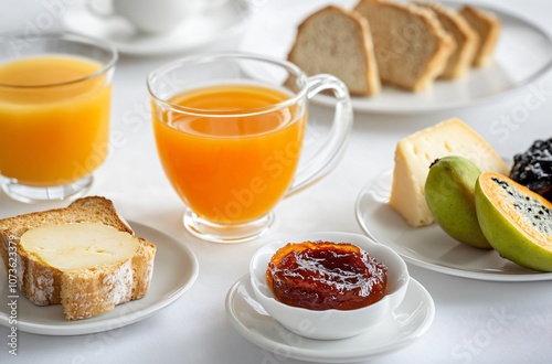 Delicious Breakfast Spread with Orange Juice & Jam