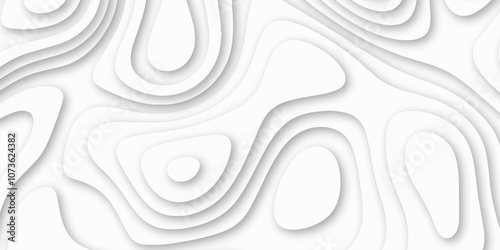 Abstract luxury white modern 3d papercut background. Minimal abstract vector wave carve diamond topography line circle creative topography map circle and wave line smooth multilayer pattern. papercut.