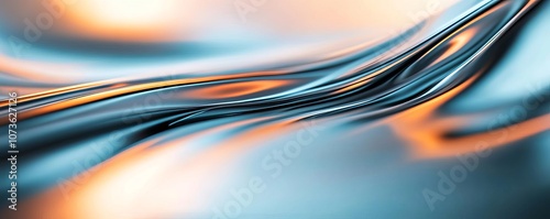 Abstract reflections on a metallic surface illuminated by harsh light, futuristic and sleek