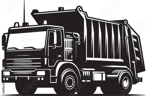 Garbage truck silhouette vector illustration isolated on a white background