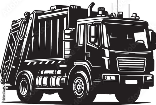 Garbage truck silhouette vector illustration isolated on a white background