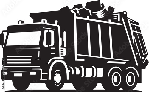Garbage truck silhouette vector illustration isolated on a white background