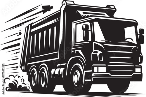 Garbage truck silhouette vector illustration isolated on a white background