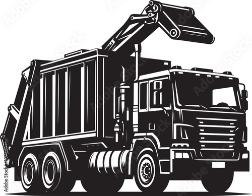 Garbage truck silhouette vector illustration isolated on a white background