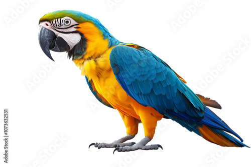Portrait of  blue and yellow macaw, png, Ai