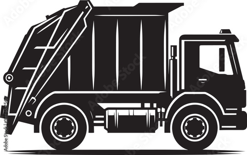 Garbage truck silhouette vector illustration isolated on a white background