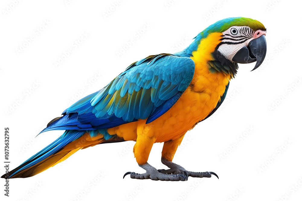 Portrait of blue and yellow macaw, png, Ai Portrait of blue and yellow macaw, png, Ai