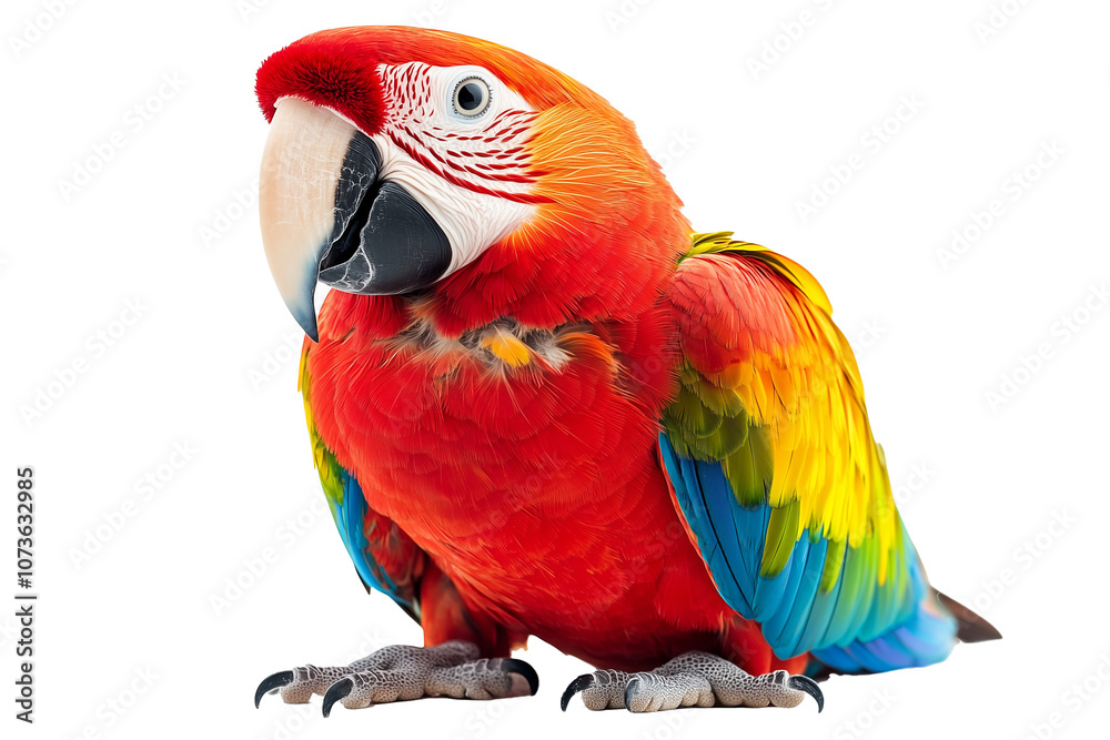 Obraz premium Portrait of blue and yellow macaw, png, Ai