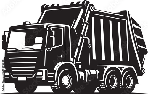 Garbage truck silhouette vector illustration isolated on a white background