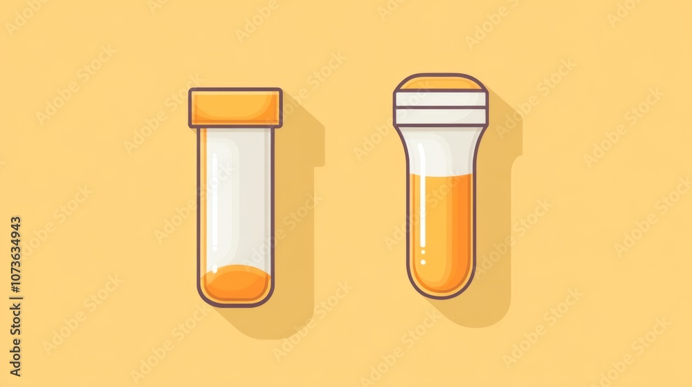 Science Illustration: Two Test Tubes with Liquid Science Illustration: Two Test Tubes with Liquid