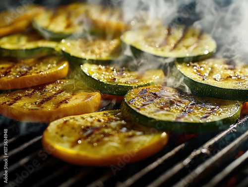 A Closeup Hyperrealistic Photo of Vibrant Zucchini