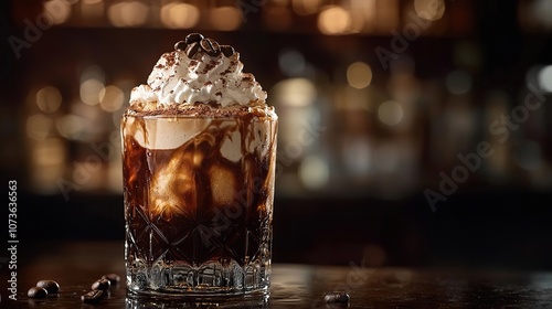 Black russian float cocktail with ice cream photo