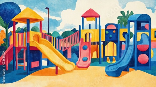 Wallpaper Mural Colorful Playground: A vibrant illustration of childhood fun Torontodigital.ca