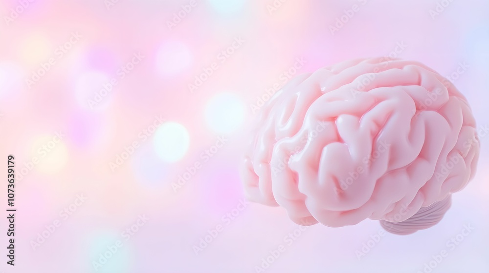 Side view of human brain on pink background. For World Brain Day, Mental Health month, banner, design, thumbnail, social media, cover, poster, linkedin Side view of human brain on pink background. For World Brain Day, Mental Health month, banner, design, thumbnail, social media, cover, poster, linkedin