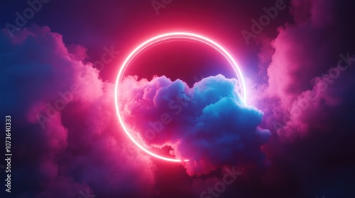 Neon Circle in the Clouds