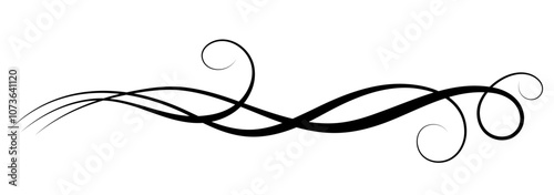 Wave ornament with leaves and abstract lines. Text divider. Decorative element for decor and text greeting or invitation card design.