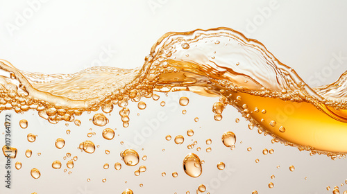Wallpaper Mural Close-up of refreshing amber liquid with bubbles rising against a light background, evoking a sense of freshness and effervescence. Torontodigital.ca