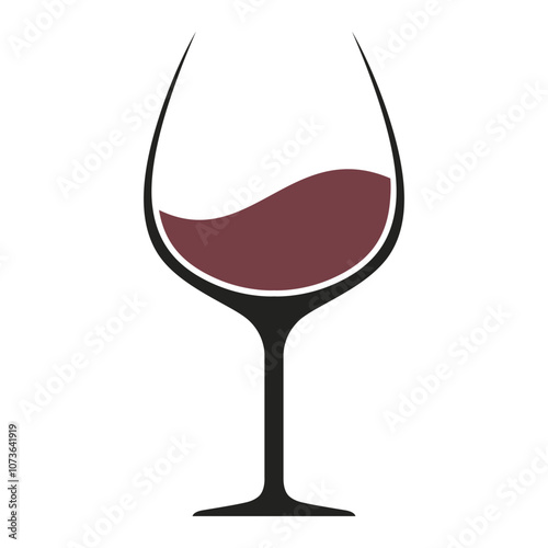 Wine logo. Vector illustration of a wine glass icon. Glass of wine minimalist drawing. A glass of red wine.