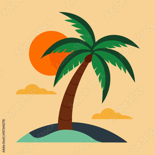 tropical island with palm trees