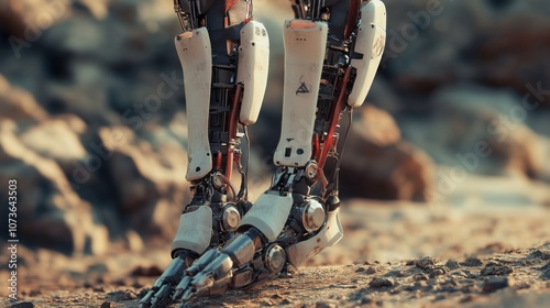 AI-enhanced bionic limbs assisting individuals, modern medical innovation photo