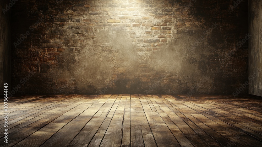 Old Brick Wall and Wooden Floor Background Old Brick Wall and Wooden Floor Background