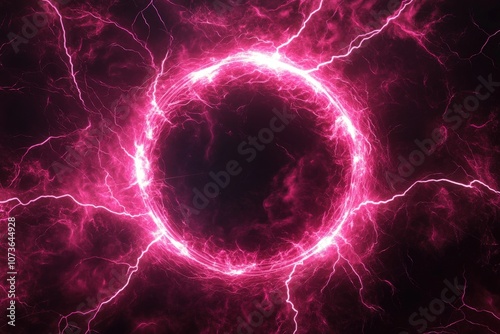 Pink Electric Lightning Circle Abstract Background