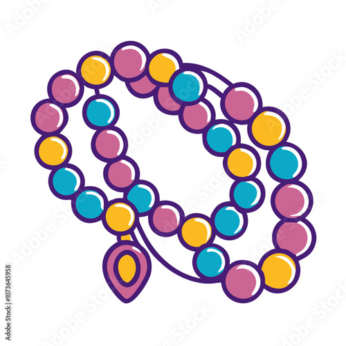 Colorful Mardi Gras Beads Icon 