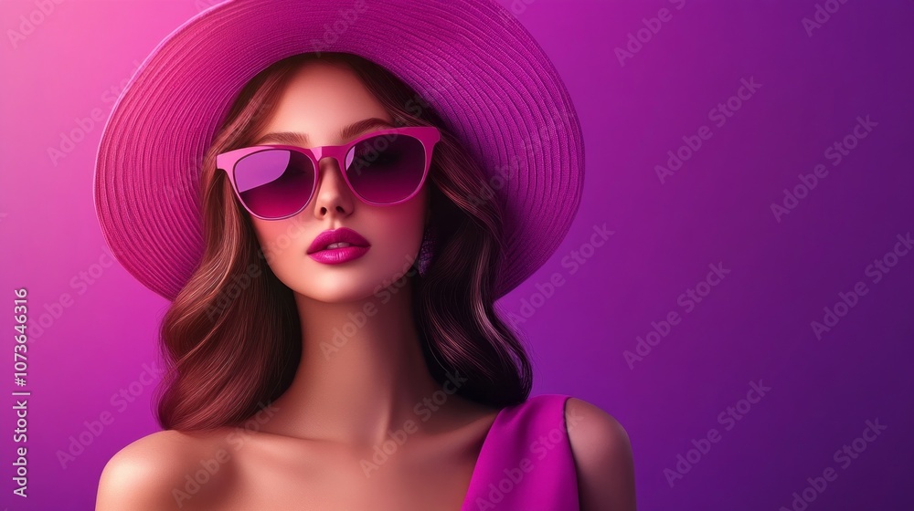 A woman wearing a pink hat and sunglasses poses for the camera A woman wearing a pink hat and sunglasses poses for the camera