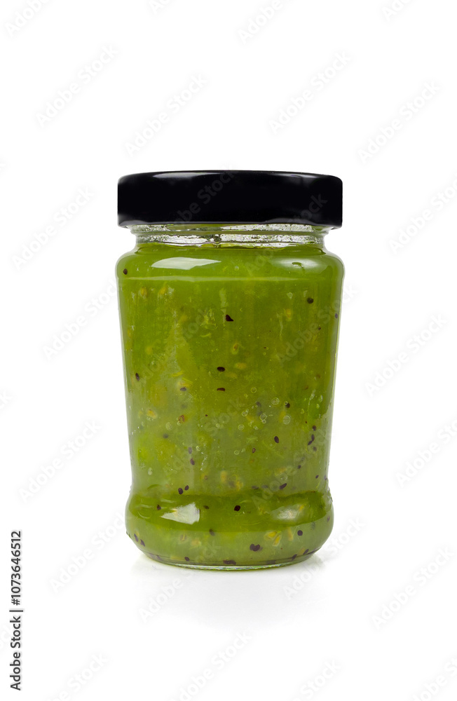 Green Jam Isolated, Sweet Kiwi Confiture in Bowl, Gooseberry Marmalade, Green Tomato Jam Green Jam Isolated, Sweet Kiwi Confiture in Bowl, Gooseberry Marmalade, Green Tomato Jam