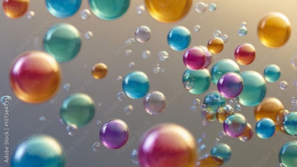 Obraz premium Viele bunte Seifenblasen schweben in der Luft