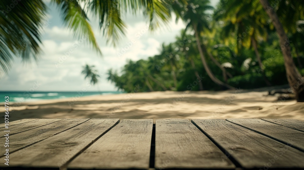Tropical Beach Paradise with Wooden Plank Tropical Beach Paradise with Wooden Plank