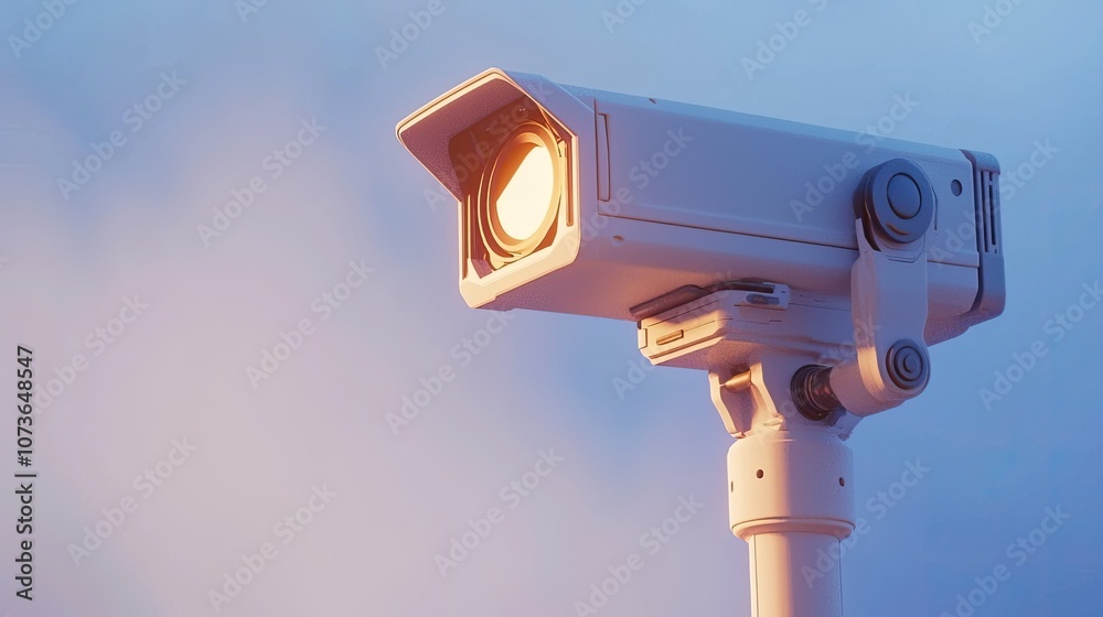 High-quality surveillance camera against a soft blue background. High-quality surveillance camera against a soft blue background.