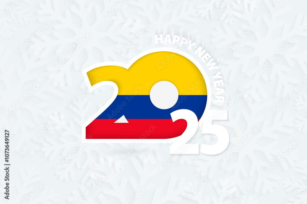 New Year 2025 for Colombia on snowflake background. New Year 2025 for Colombia on snowflake background.